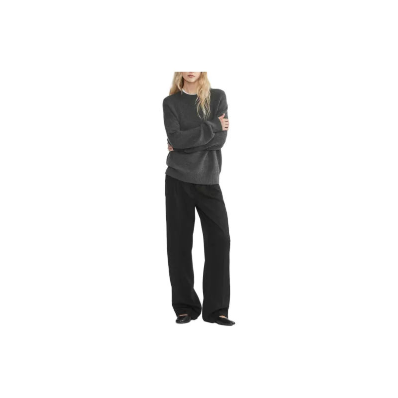 ARITZIA FW24 Wilfred Isabelle Wool Cashmere Sweater Sweater Women's Heather Charcoal/Stone Phoebe Zhennan Charcoal-2