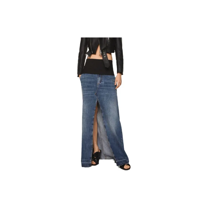 Stella McCartney Front Slit Frayed Edge Denim Maxi Skirt-4