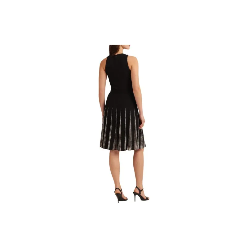 Polo Ralph Lauren Belted Double-Faced Georgette Dress Sleeveless Dress Women's Black-3