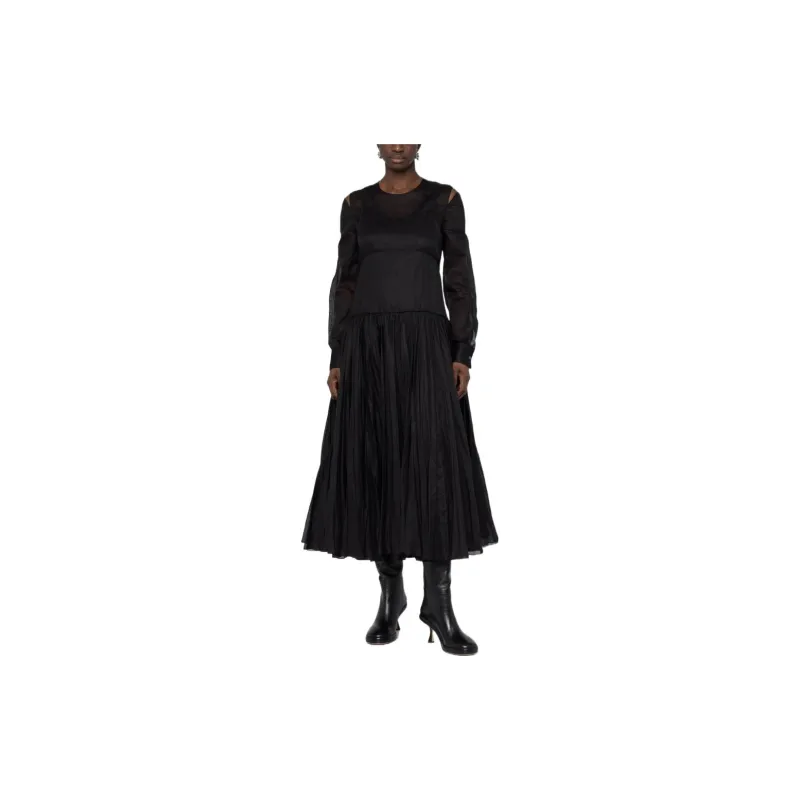 JIL SANDER Pleat Detailed Crewneck Midi Dress-1