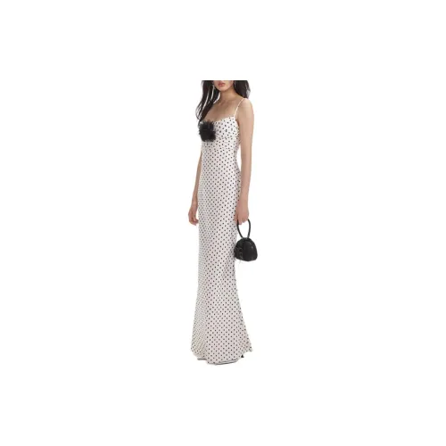 Self portrait Slip Dresses Women's White Dot Pattern