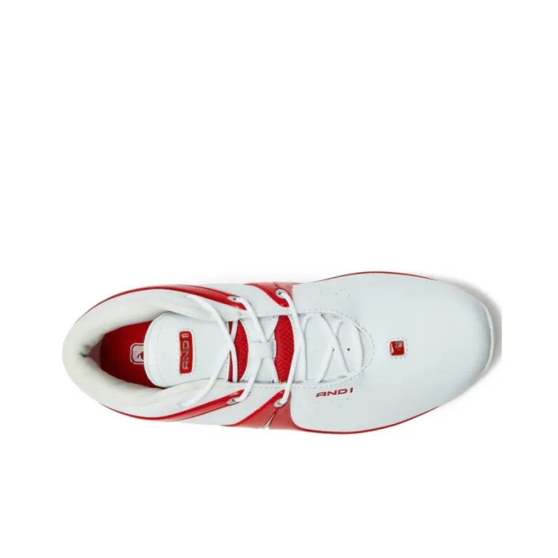 AND1 Rise Cushioning Slip Resistant Mid Top Basketball Shoes Men's White Red-3