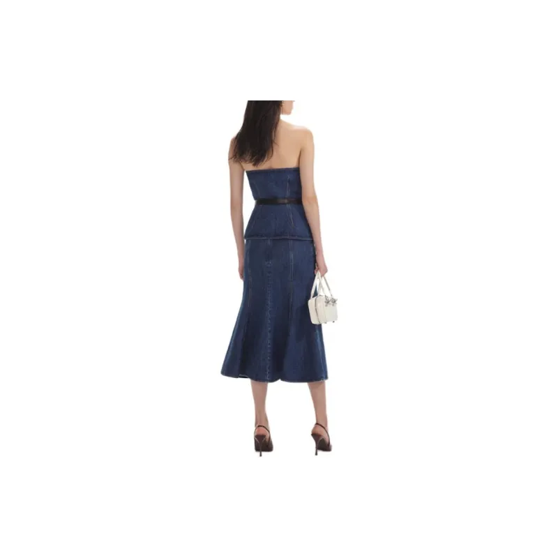 Self portrait Sleeveless Dress Women's Denim Blue-2