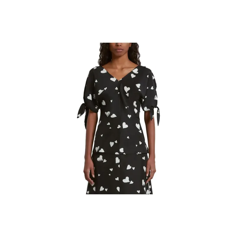 MARNI Heart Printed V Neck Blouse-2