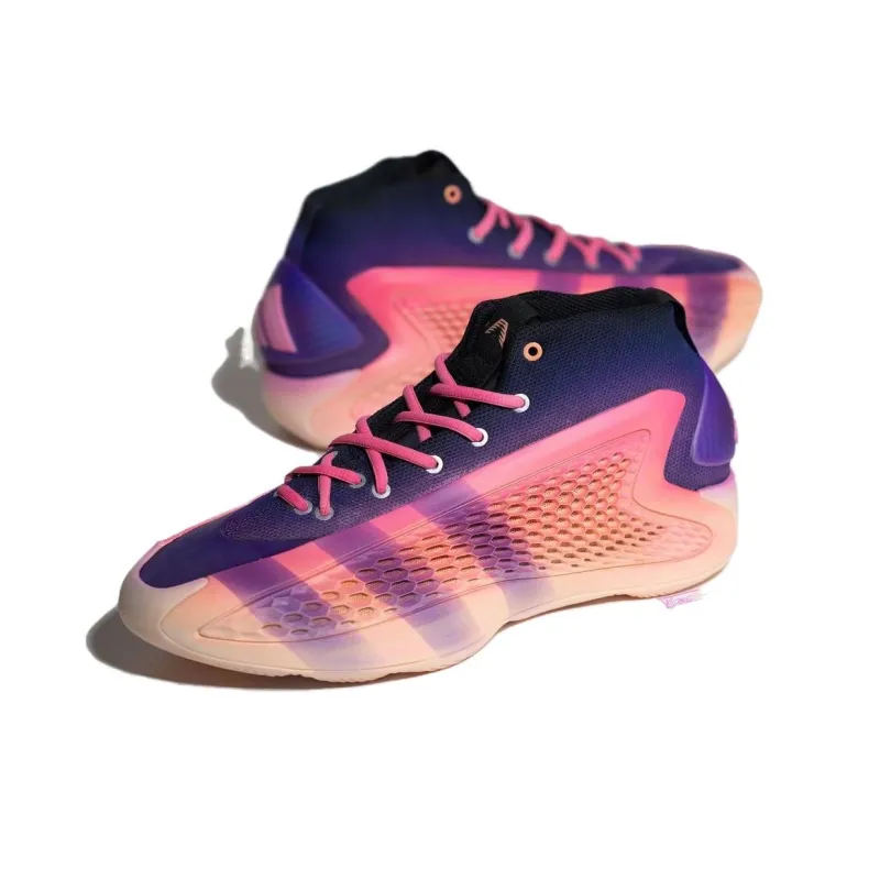Adidas A.E. 1 Anti Slip Wear Resistant Low Top Basketball Shoes Unisex Blue Pink-2