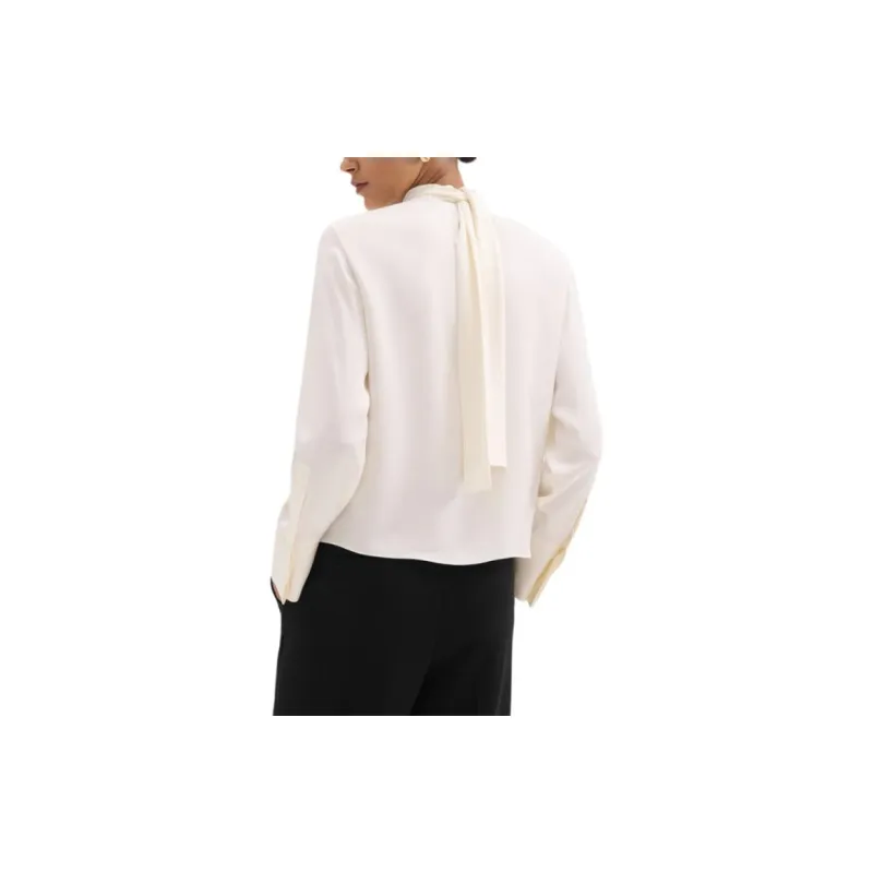 THEORY Tie Neck Relaxed Long Sleeved Top-2