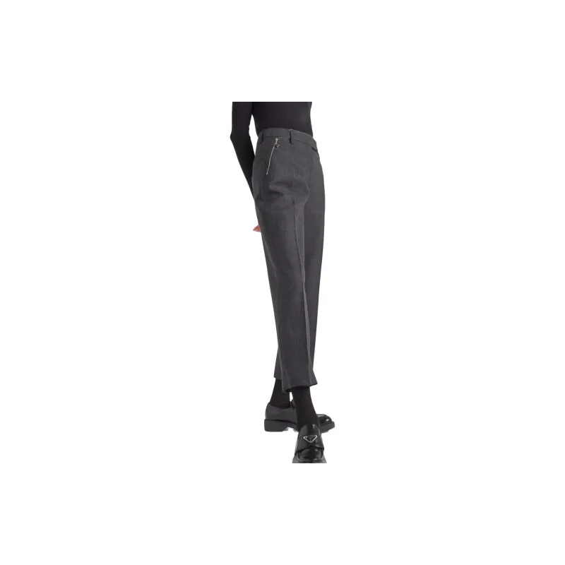 PRADA Mid-Rise Zip-Pocket Cropped Trousers-2