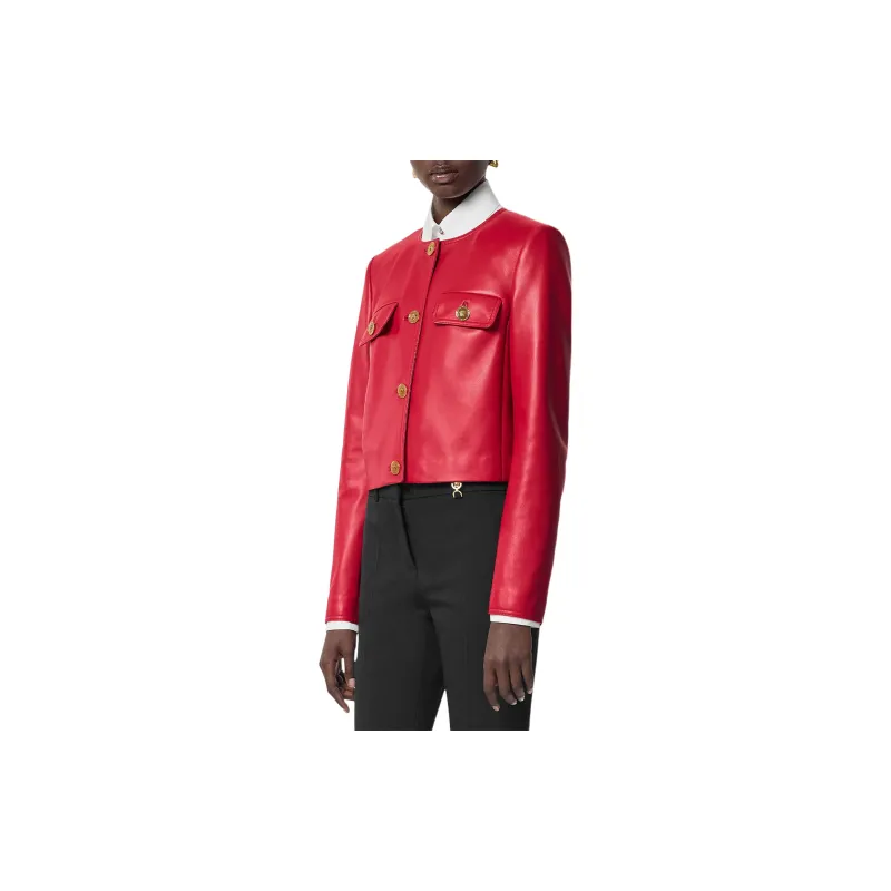 VERSACE Button-Up Leather Jacket-3