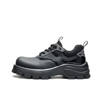 HARSON Abrasion Resistant Height Increasing Low Top Derby Shoes, Casual Shoes Men's Black