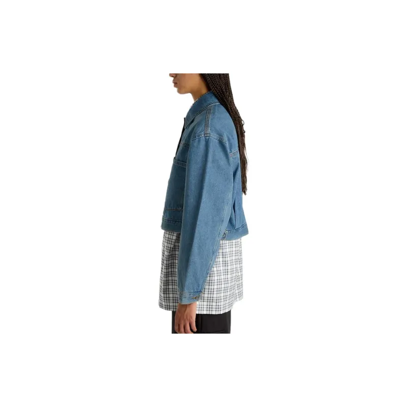 Vans Raynes Denim Crop Jackets Coats Women's Blue-4