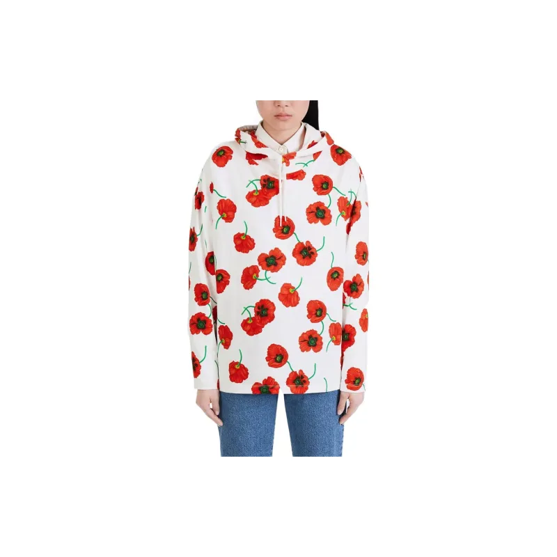 KENZO Poppy Flower Series Sweatshirts Women's White-2