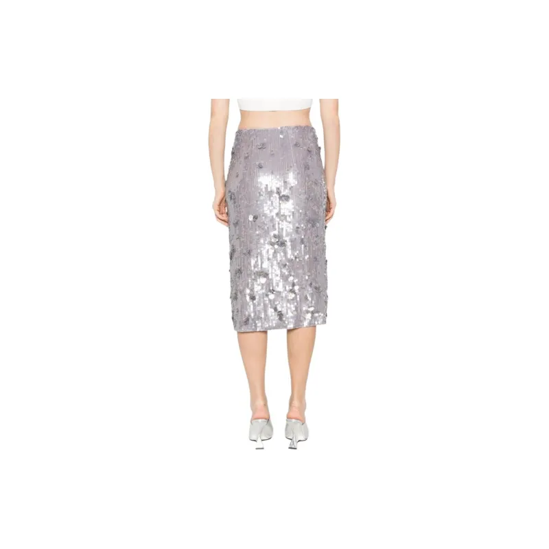 PAROSH FW24 Casual Long Skirts Women's Nickel Gray-2