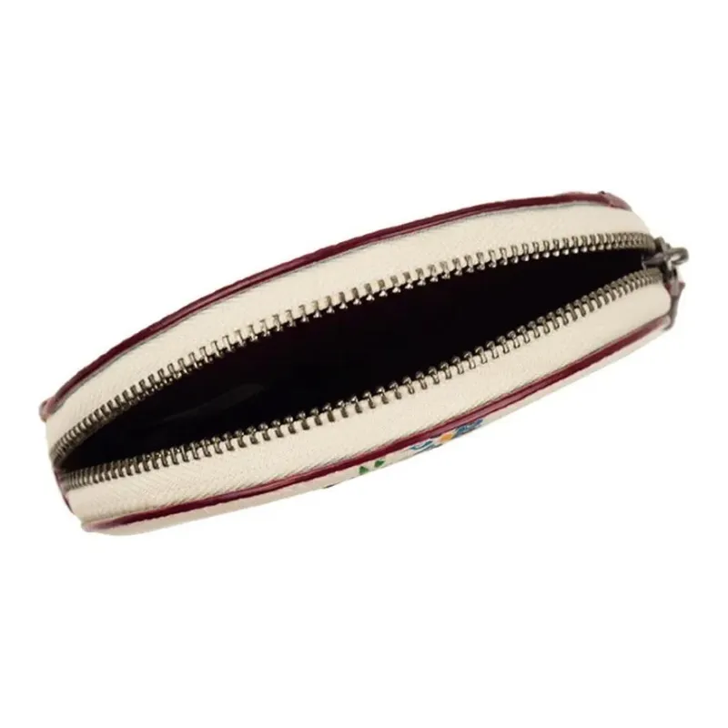 COACH Leather Coin Purse Women's White-4