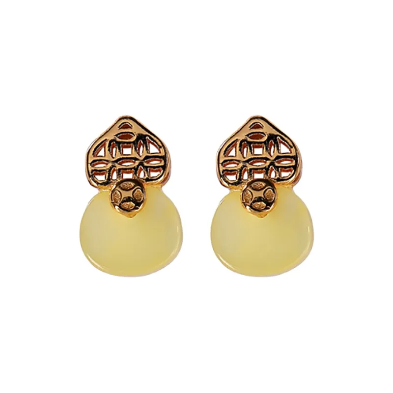 Xiaoyinjiang 925 Sterling Silver Beeswax Earrings Silver Studs Women's-0