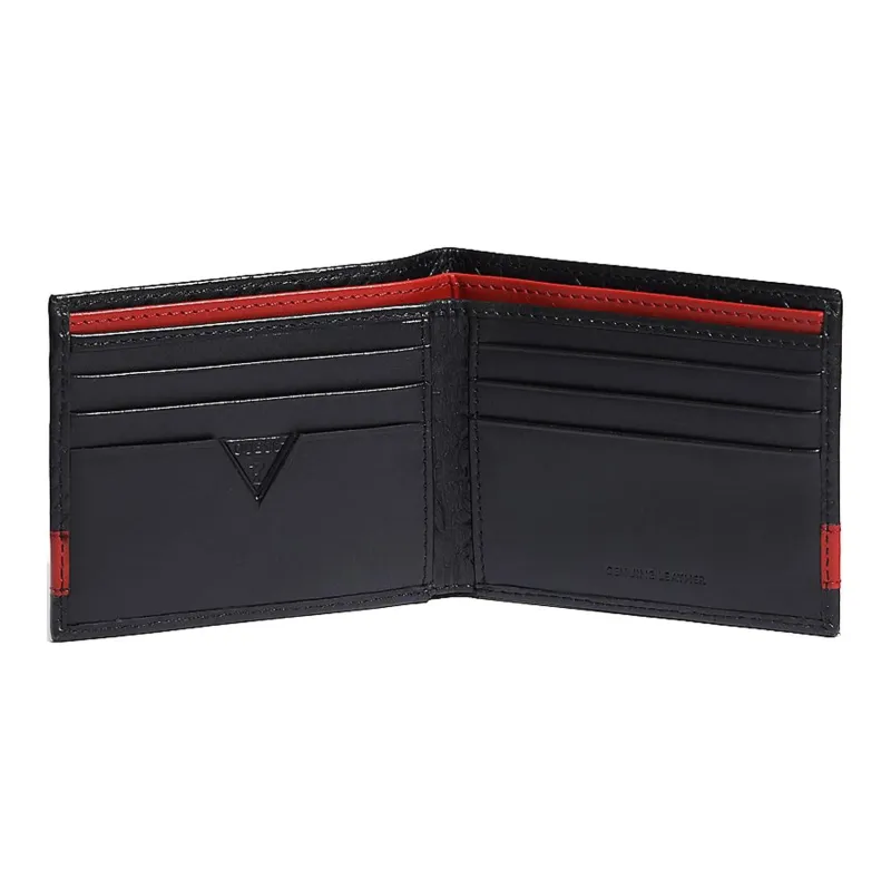 GUESS Leather Wallet Men's Black & Red-1