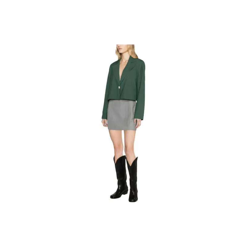 GANNI Single-breasted Cropped Blazer-2