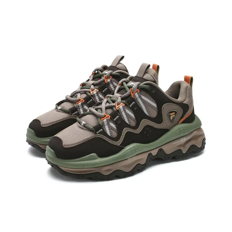 FILA FUSION QD 96 DX Anti Slip Wear Resistant Low Top Casual Shoes Men's Brown Green-1