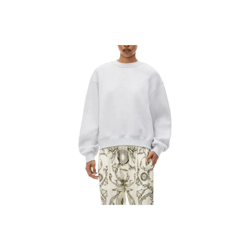 T By Alexander Wang Essential Puff Logo Terry Crewneck Sweatshirt Heather Grey-4