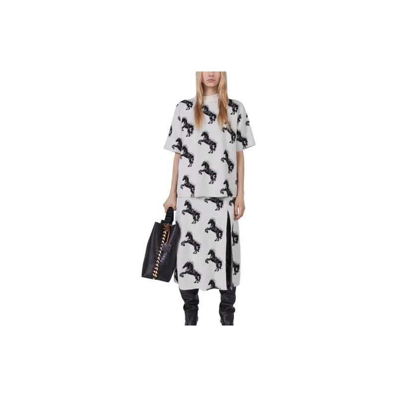 Stella McCartney Pixel Horse Jacquard Midi Skirt-1