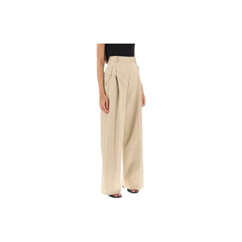Lanvin High Waist Wide Leg Gabardine Trousers-3