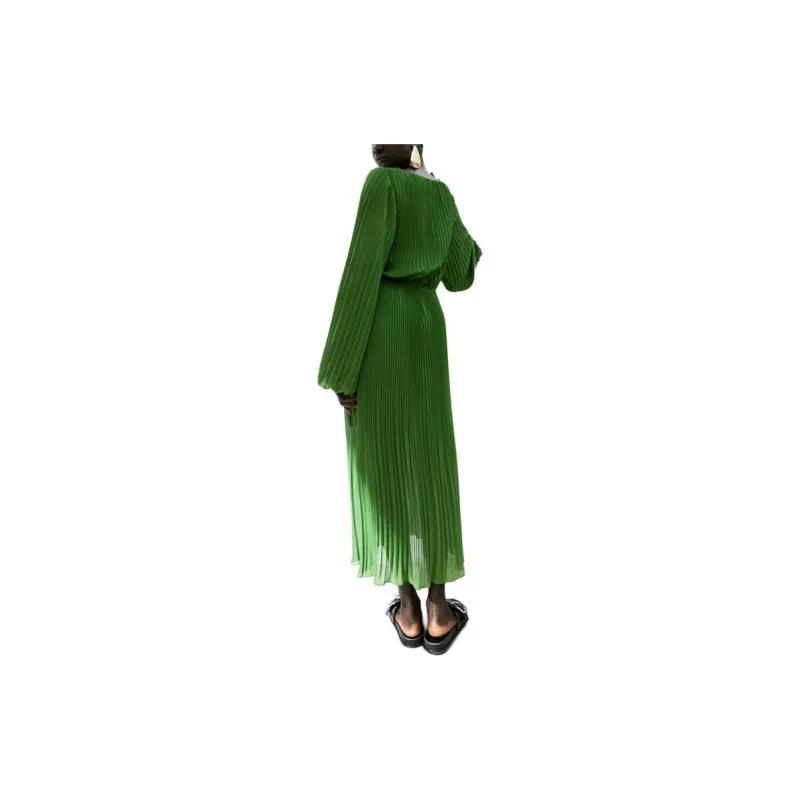 H&M Long Sleeved Dress Women's Green-3