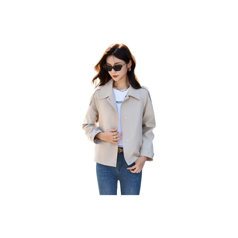 Yi Mengyuan Cropped Trench Coat Women's Vanilla Rice-5