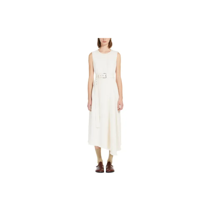 WEEKEND MaxMara Durata Collection Sleeveless Cotton Bull Denim Dress Sleeveless Dress Women's White-2