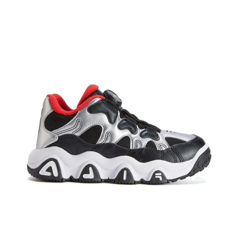 FILA KIDS Athletics Wear Resistant Low Top Children's Basketball Shoes Black Silver Teenagers-1