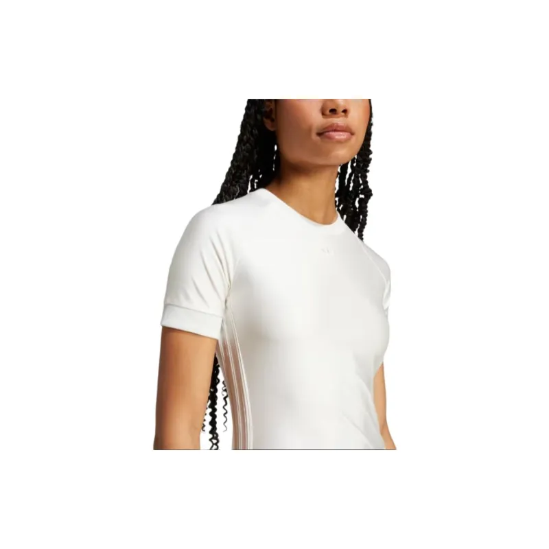 Adidas RUCHED 3-STRIPES CALI TEE DRESS Short-Sleeved Dresses Women's Cloud White-5