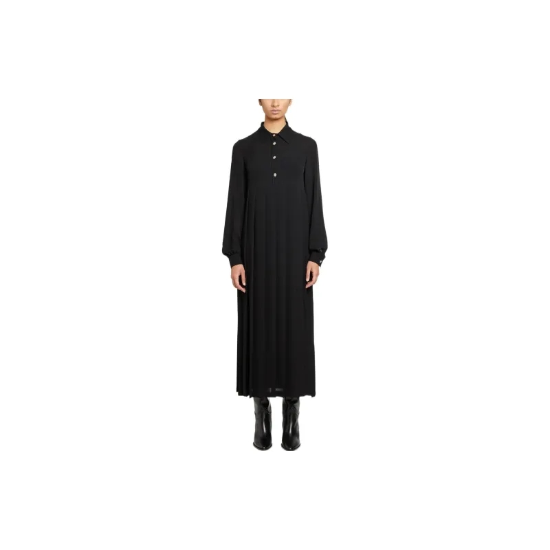 Ferragamo Pleated-skirt Silk Shirt Dress-1