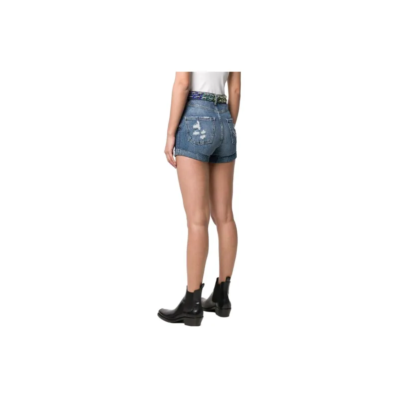 PHILIPP PLEIN Rhinestone embellished Denim Shorts-2