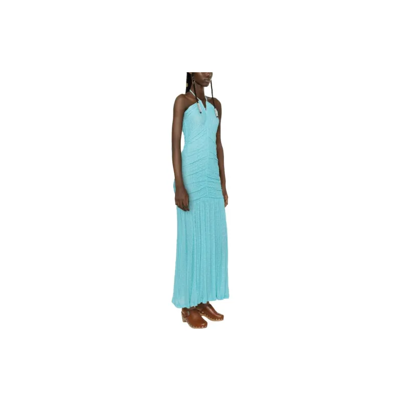 GANNI Sleeveless Dresses Women's Aqua Blue-3