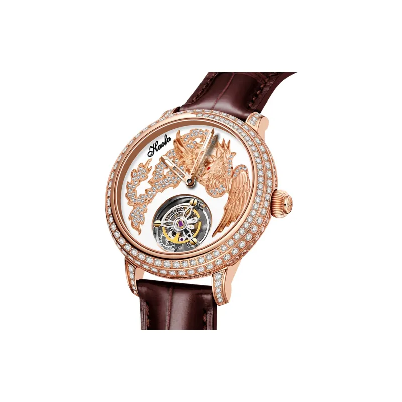 HaofaTourbillon 1802 Manual Mechanical Movement Watch Women's Watch White Dial-2