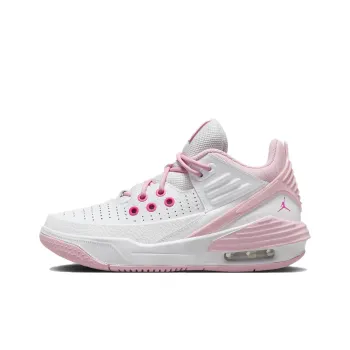Jordan Max Aura 5 Slip Resistant Cushioning Abrasion Resistant Mid Top Children's Basketball Shoes Pink White Teenagers