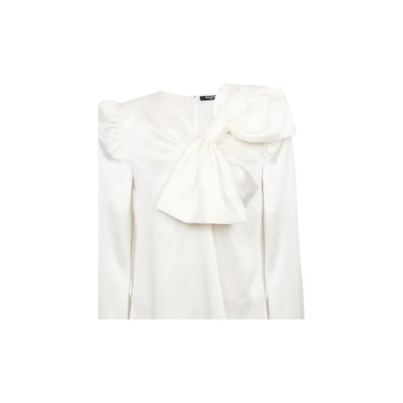 BALMAIN A Large Bow Embellished Top-4