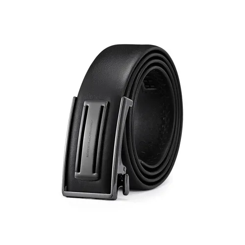 ROBERTA DI CAMERINO Top Grain Cow Leather Belts Men's Black 3.45CM Writing A Greeting Card And Printing Photos