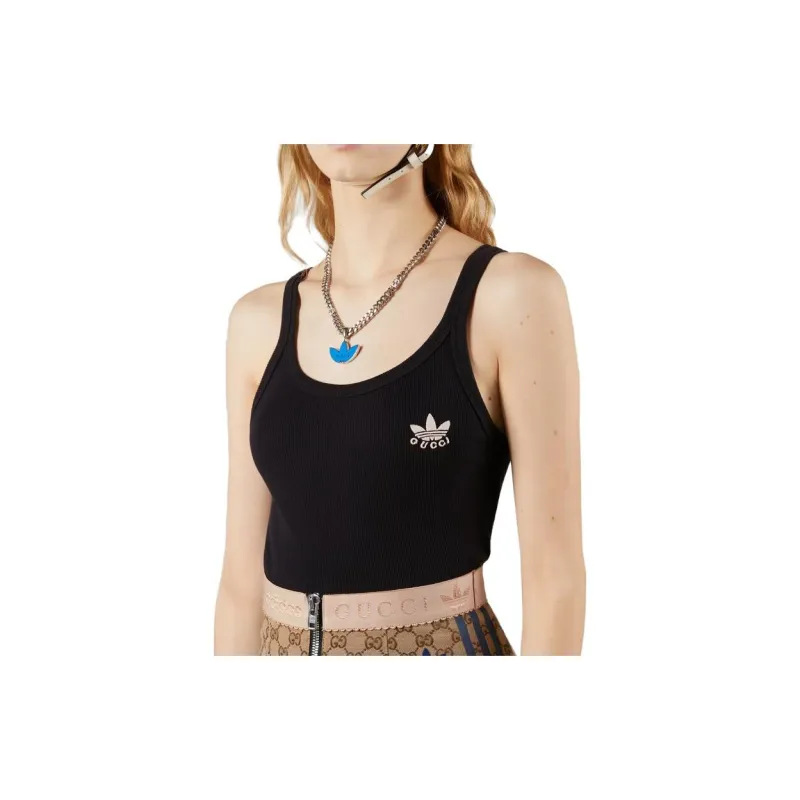 GUCCI X Adidas Cotton Tank Top Black-2
