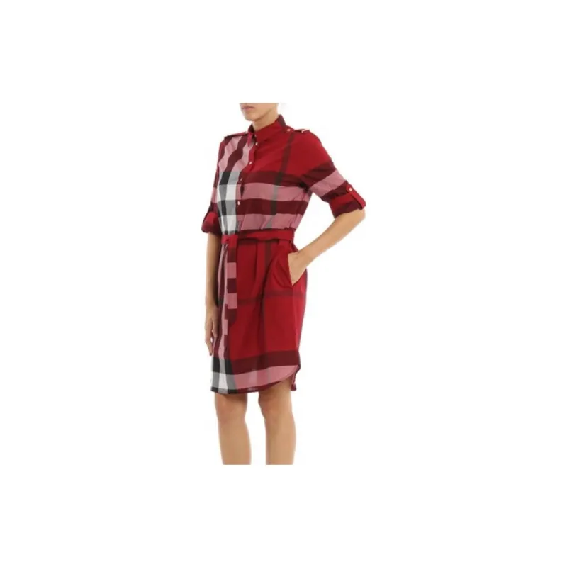 Burberry Check Knee Length Dresses Red Check-1