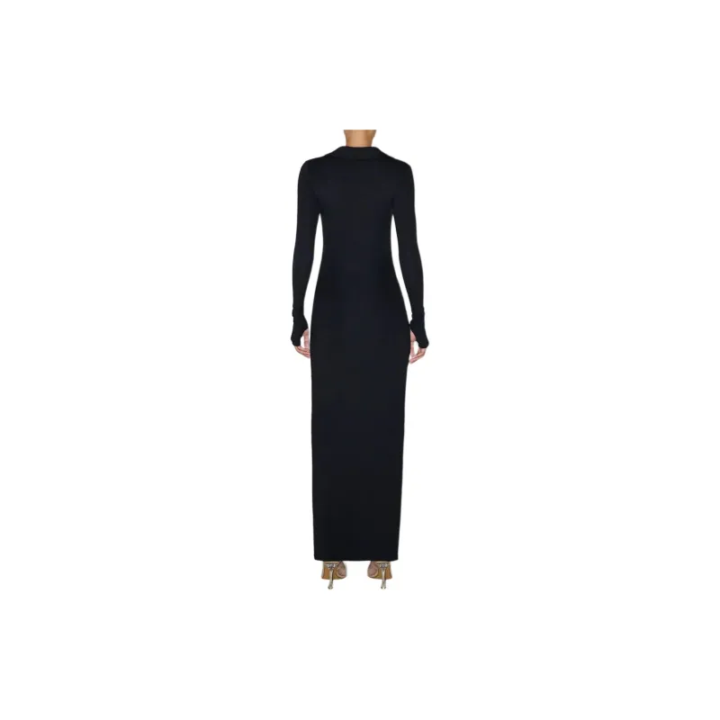 Khy SS24 DROP 009 Smooth Stretch Ruched Maxi Dress Long-Sleeved Dresses Women's Black-3