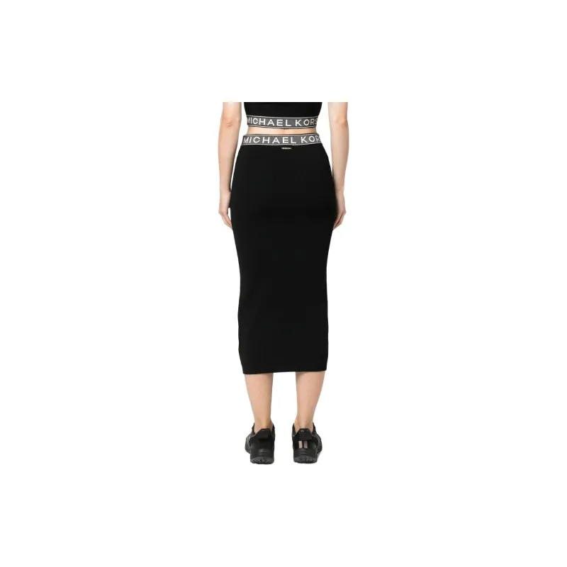 MICHAEL MICHAEL KORS Logo Tape Stretch Midi Skirt-3