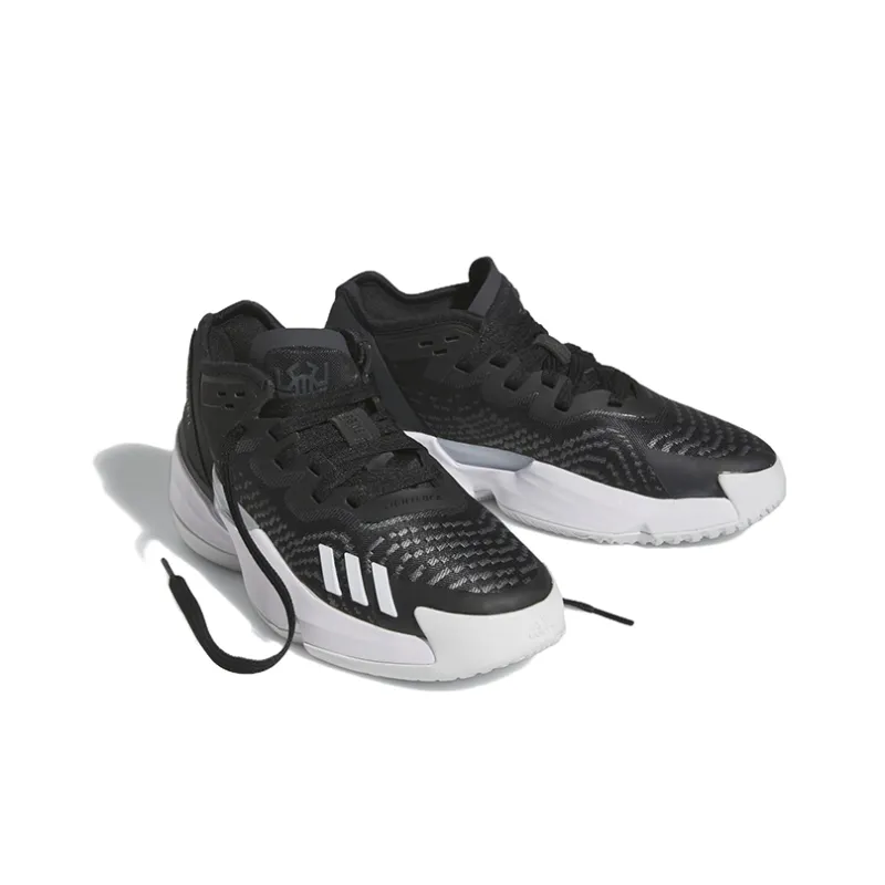 Adidas D.O.N. Issue #4 Anti Slip Wear Resistant Low Top Children's Basketball Shoes Black White Teenagers-2
