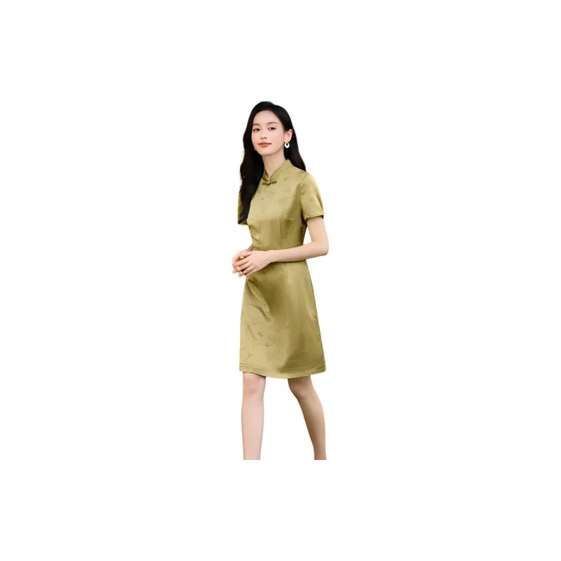 Mo Han Yi Mei Short Sleeved Dress Women's Sprout Green-4