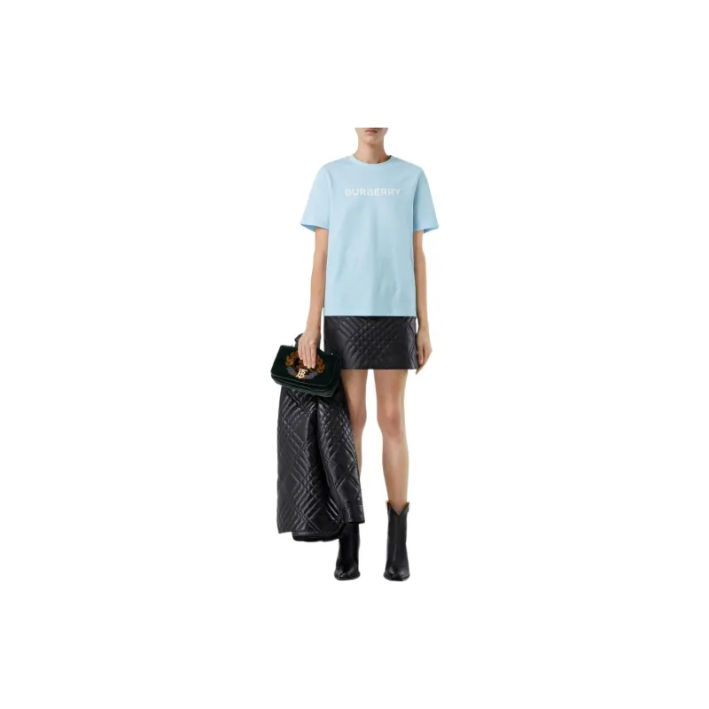Burberry Drop Shoulder Sleeve T Shirt Women's Blue-2