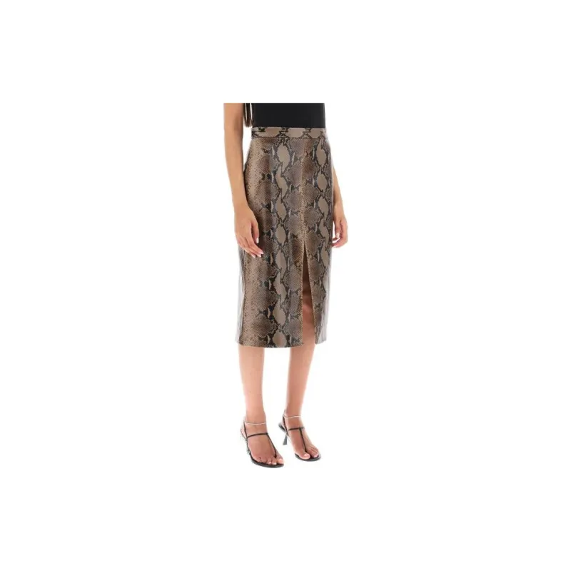KHAITE Fraser Embossed Midi Skirt-3