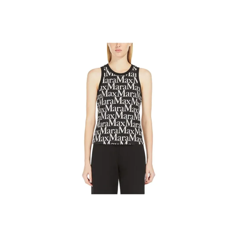'S MAX MARA All Over Logo Patterned Crewneck Tank Top-2