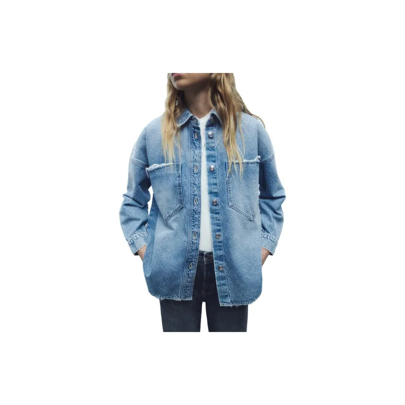 ZARA Denim Jacket Women's Medium Blue-2