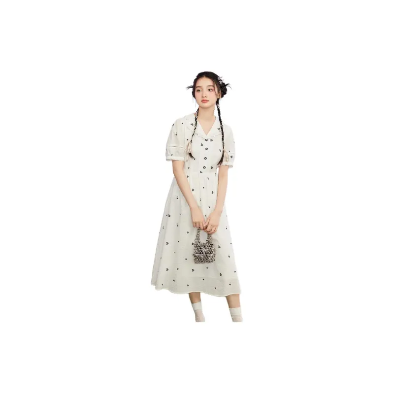 ZIHAN Short Sleeved Dress Women's White-2