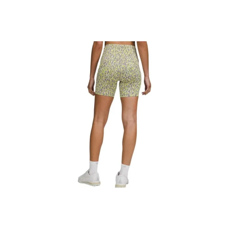 Lululemon Fast And Free Casual Shorts Women's Leopard Print Camouflage Bright Yellow Mixed Color-3