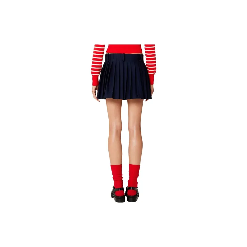 AMIPARIS Pleated Wool Miniskirt-2