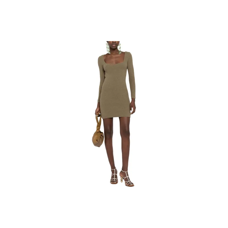 NANUSHKA Leah Square-Neck Slim-Cut Knitted Dress-1